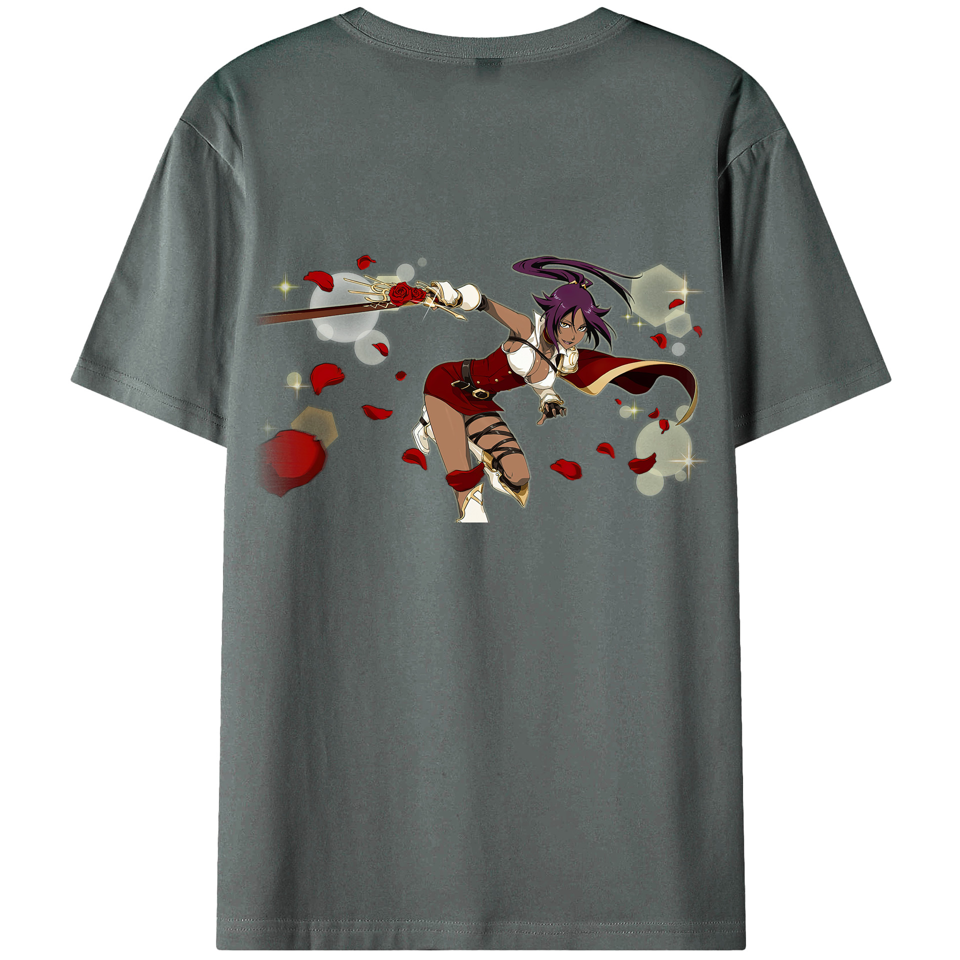 （画像用） ブリーチ 四楓院 夜一（しほういん よるいち） BLEACH Shihouin Yoruichi 綿100％ メンズ半袖Tシャツ（バックプリント） 通気性
